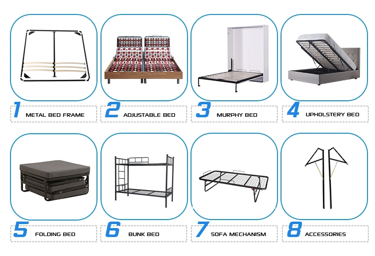 New Design Slatted Knock Down Bed Frame with Headboard Modern Furniture