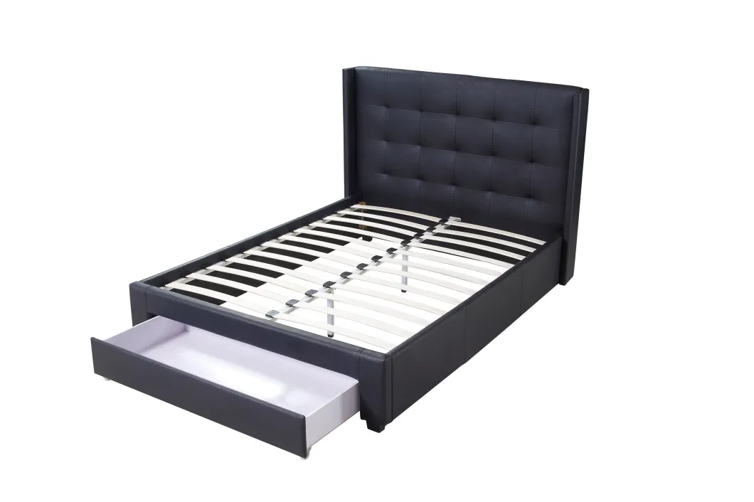 Free Sample Platform up-Holstered Upholstered King Queen Size Bed Frame